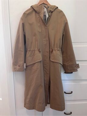Madewell Hooded Anorak Trench Rain Coat in Seed Khaki